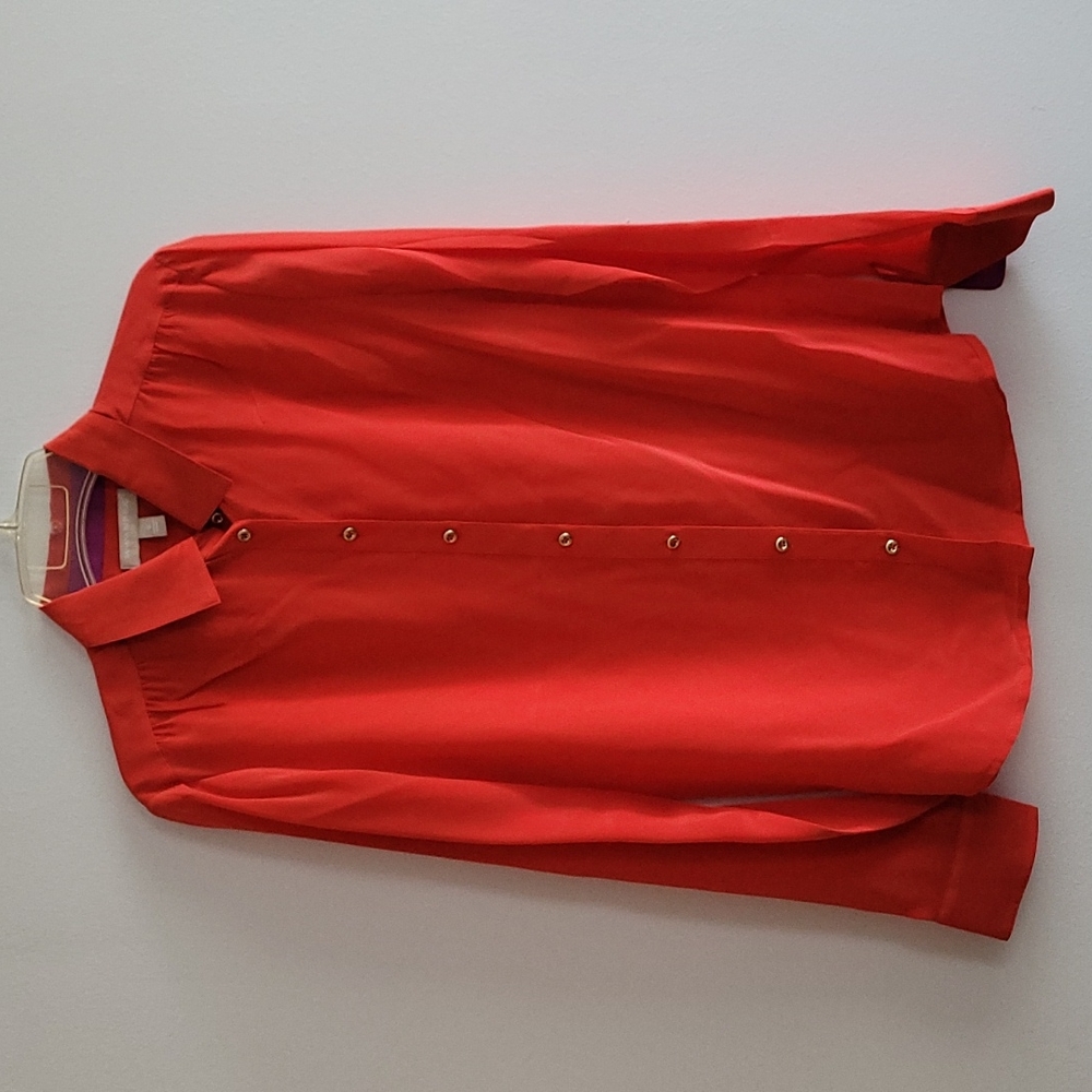 NWOT BR Red Silk button down shirt, size small